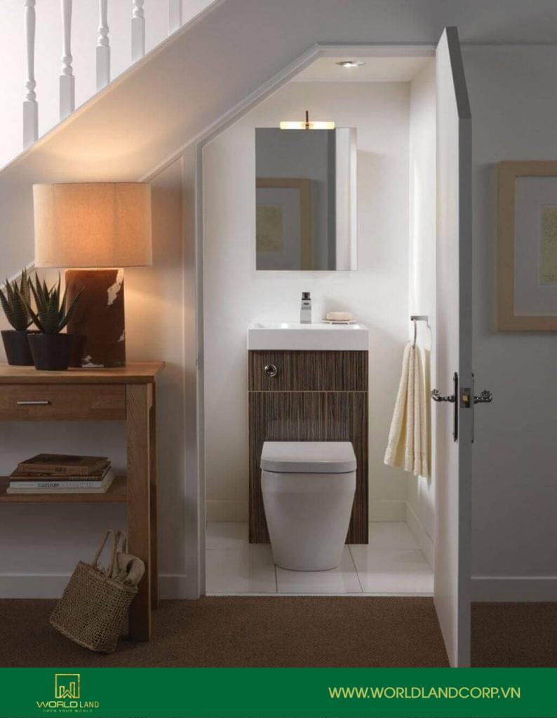 Phong cách thiết kế nhà vệ sinh dưới gầm cầu thang đơn giản